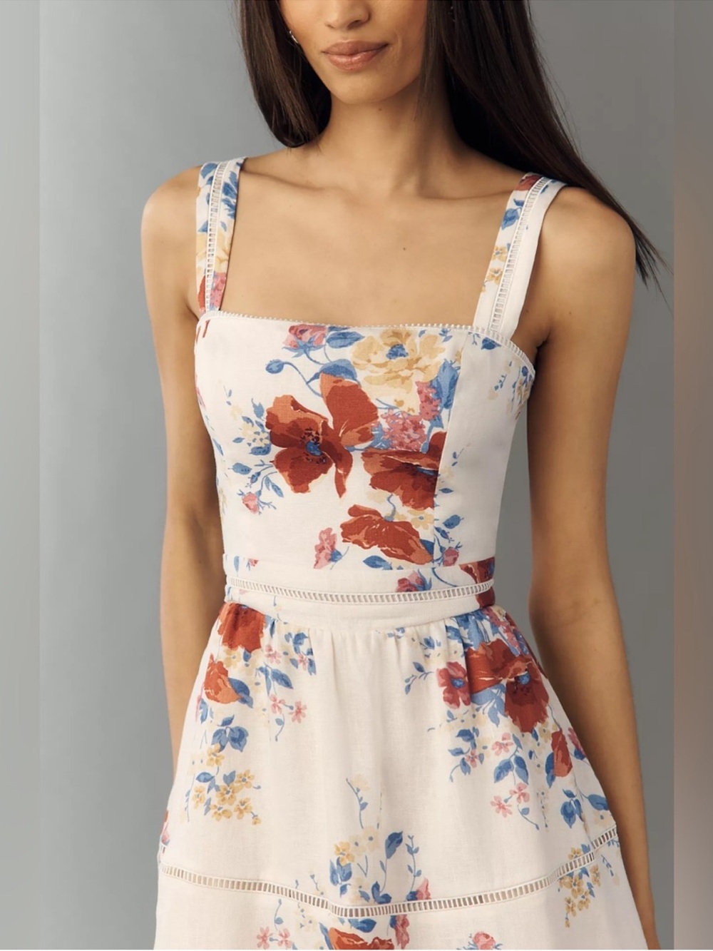 Reformation Everett Linen Midi Dress in Soprano 0 - Picture 3 of 6